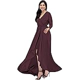 KOH KOH Womens Sleeve Wrap Slit Formal Fall Winter Cocktail Gown