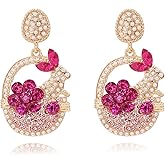 DEYOUM Easter Rabbit Earrings for Women Trendy Cute Animal Colorful Basket Rhinestone Drop Dangle Stud Earrings Party Holiday Jewelry Gifts Accessories