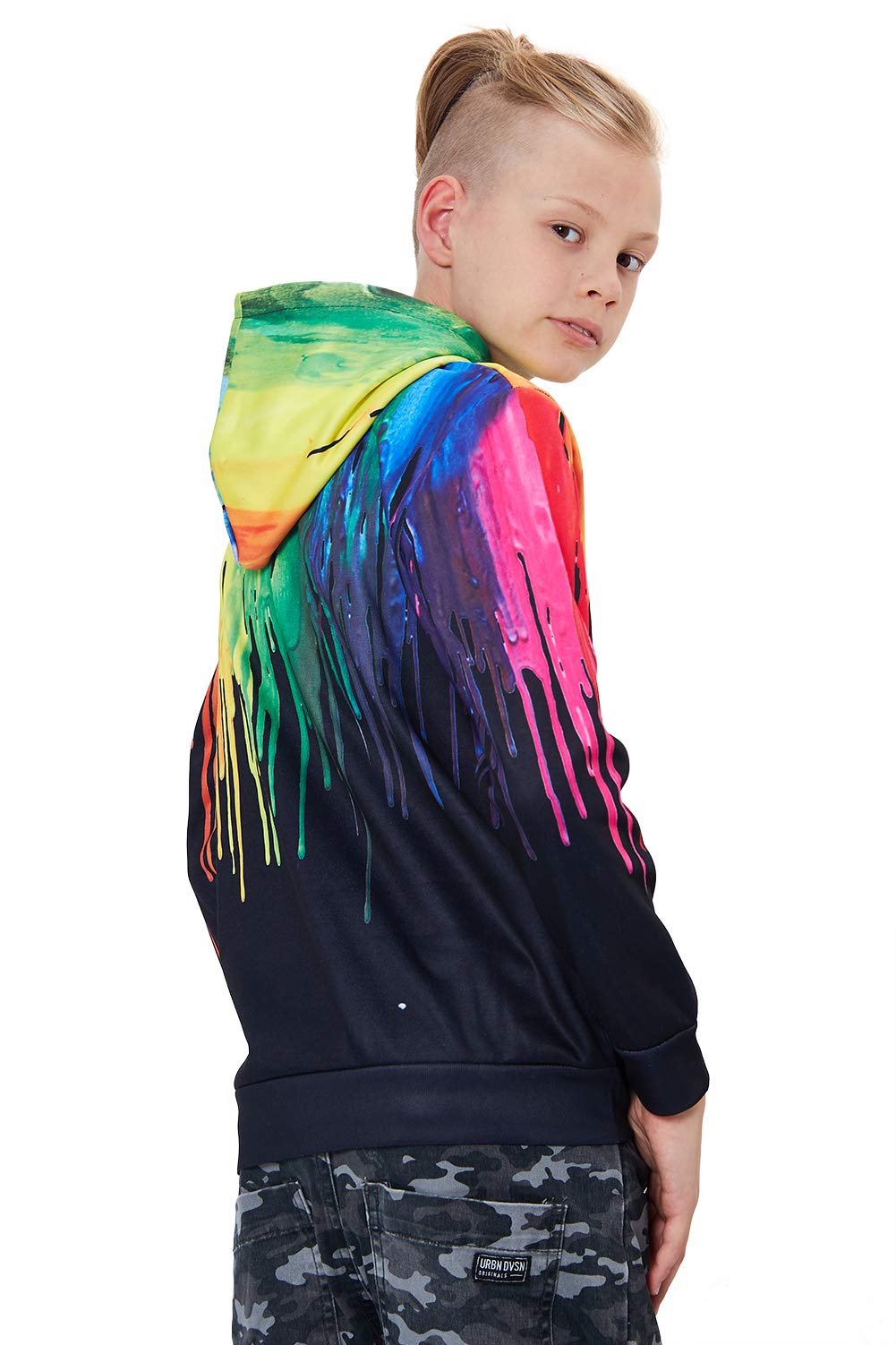 Boys Girls Colorful Tie Dye Hoodies 3D Printed Long Sleeve O Neck Fleece Sweatshirt Cool Spring Autumn Winter Hooded Tops for School Party Hit Birthday Outing Large 6-8T