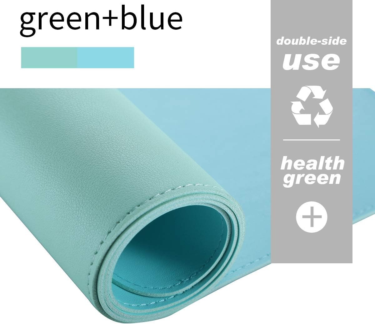 GUBEE PU Leather Multifunctional Office Desk Pad,Upgrade Sewing Edge Desk Mat,Waterproof Non-slip Anti-dirty Scratchproof Mouse Mat Pad for Office,Home and Travel,Size 800x400x2mm (Sky blue + green) - Image 5