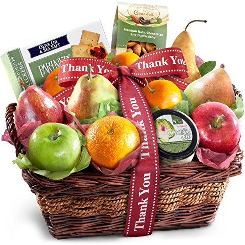 Golden State Fruit Thank You Fruit Basket with Cheese and Nuts