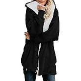 Yanekop Womens Oversized Sherpa Jacket Fuzzy Fleece Zip Up Jacket Warm Winter Coats Faux Fur Coat with Pockets