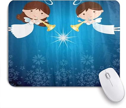 Amazon Ninehasa 可愛いマウスパッド 天使のクリスマストランペットスパークルデザイン要素 ノンスリップゴムバッキングコンピューター マウスパッドノートブックマウスマット Ninehasa マウスパッド 通販
