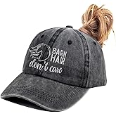 Kamaple Barn Hair Don't Care Ponytail Hat, Embroidered Adjustable Cotton Baseball Cap, Horse Lovers Gifts for Girls Women