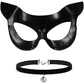 DDazzling Women's Cat Mask Half Face Costume Accessory Party Favors (Necklace +eye mask)