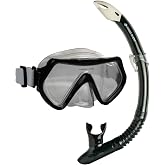Hawaii Divers Carmel Adult Snorkel Combo - Snorkeling Gear for Adults, Tempered Glass Snorkeling Mask and Professional Dry Snorkel