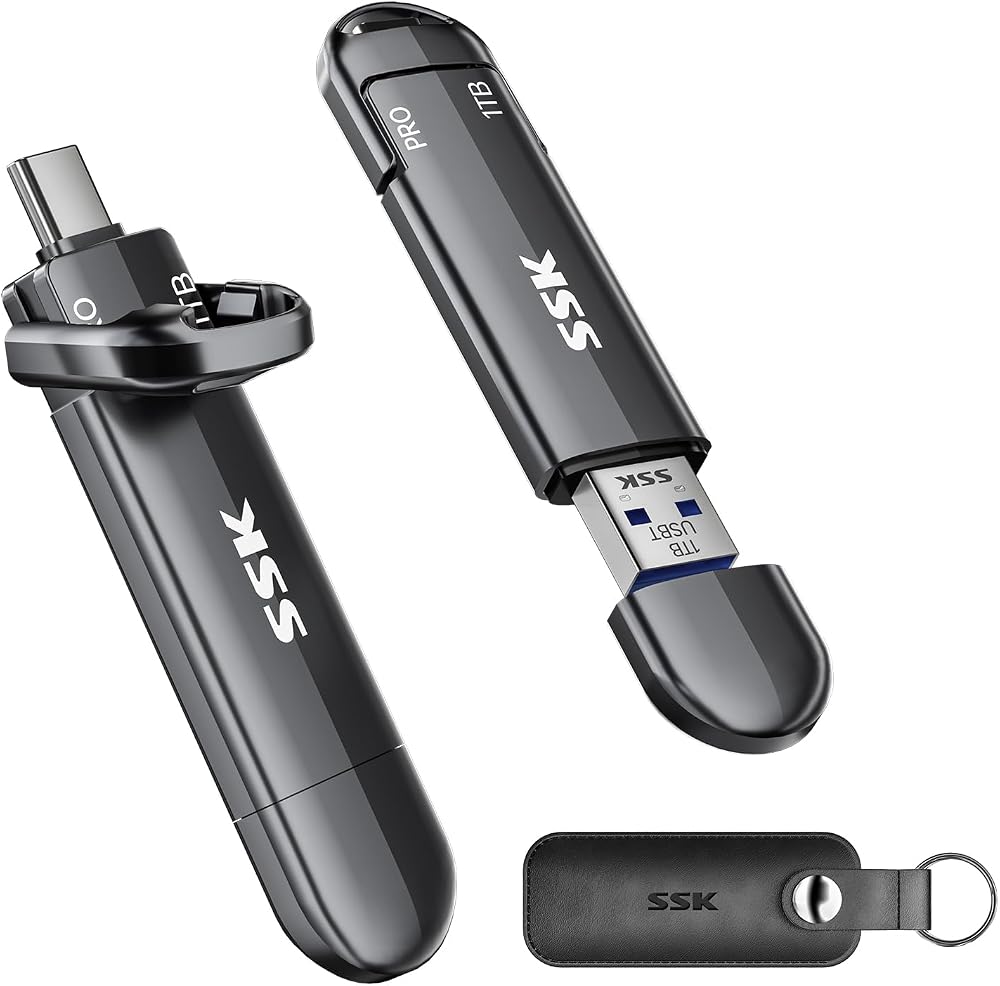 SSK 1TB External SSD USB 3.2 Gen 2 Dual USB-C USB-A Portable Drive