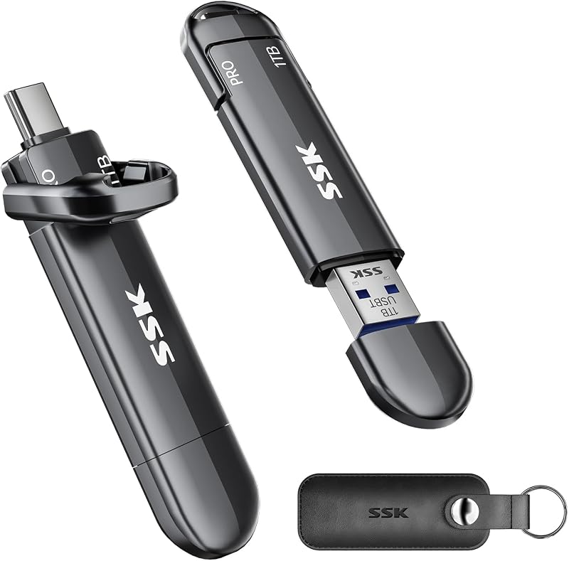 SSK 1TB External SSD USB 3.2 Gen 2 Dual USB-C USB-A Portable Drive