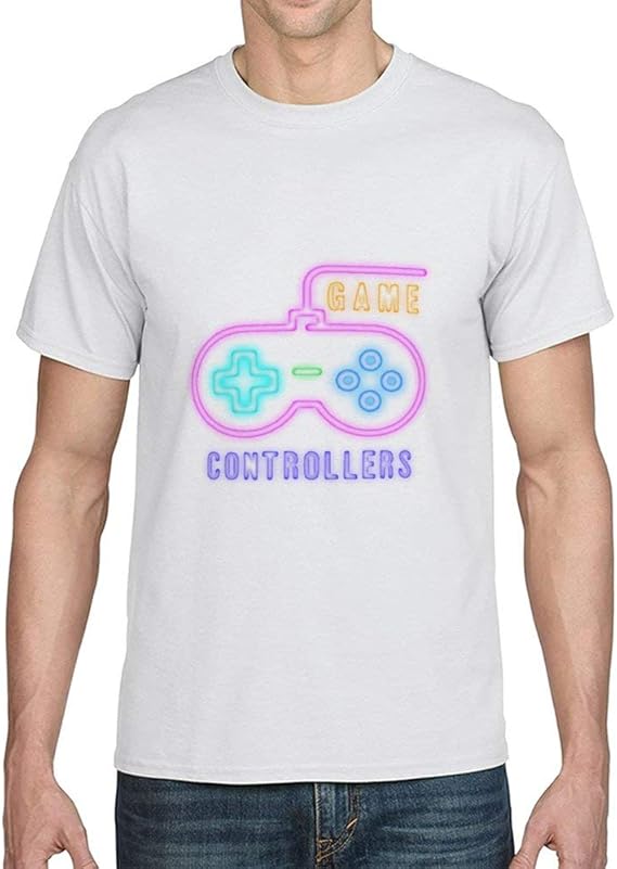 Amazon Co Jp Tシャツメンズ 春夏 新鮮なネオンゲームパッド要素ファッションカジュアル楽しいファッション快適半袖吸汗速乾カップル人気綿 服 ファッション小物