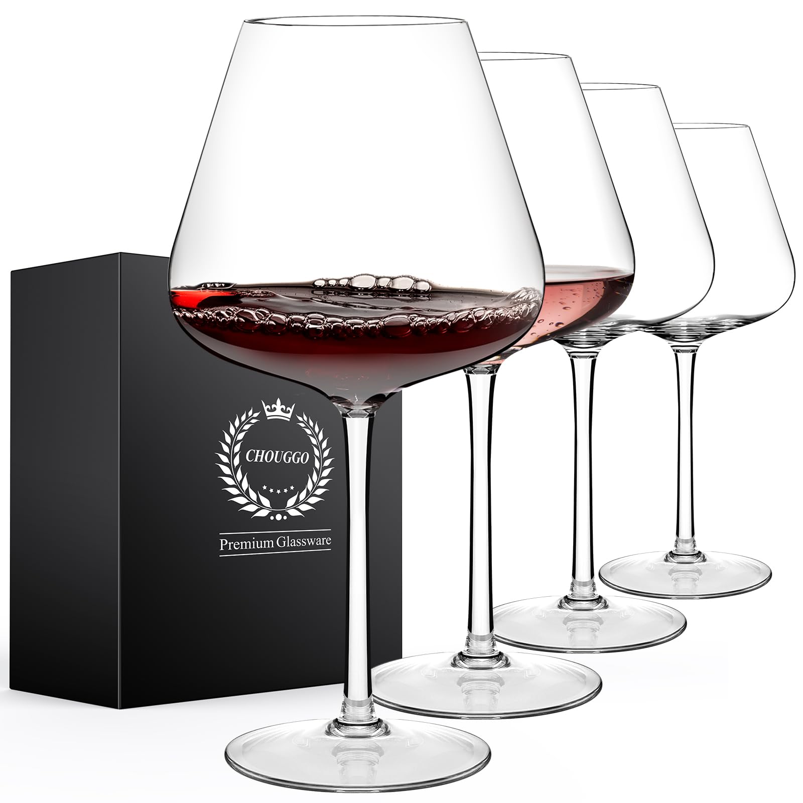 Chouggo Super Large 28Oz Wine Glasses Set of 4, Hand Blown Crystal Clear |  eBay