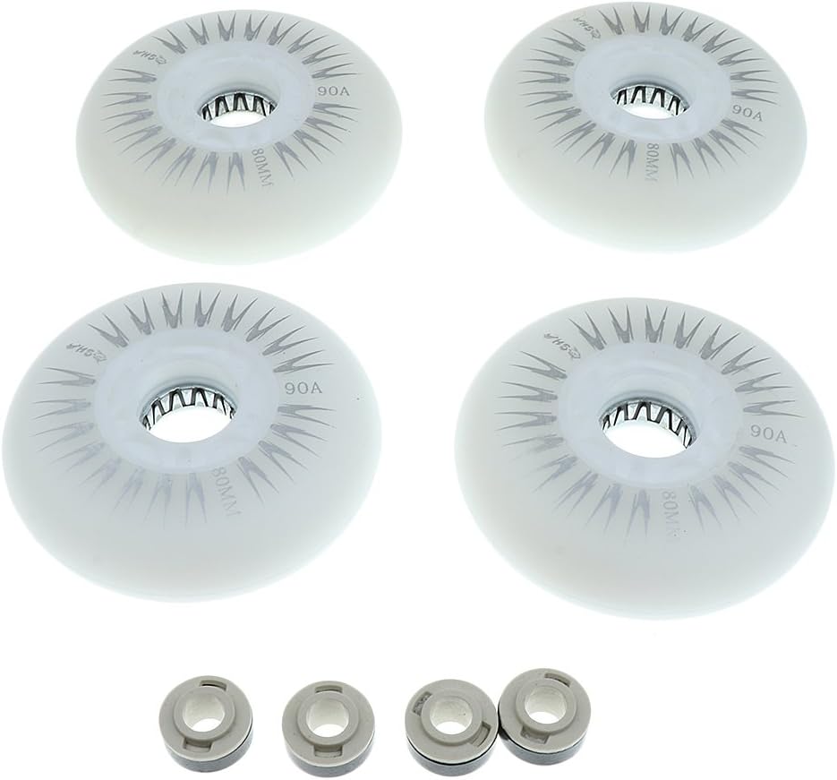 MonkeyJack 4 Pieces LED Lights Flashing Inline Roller Skate Wheels 72mm 76mm 80mm White Red Green Blue