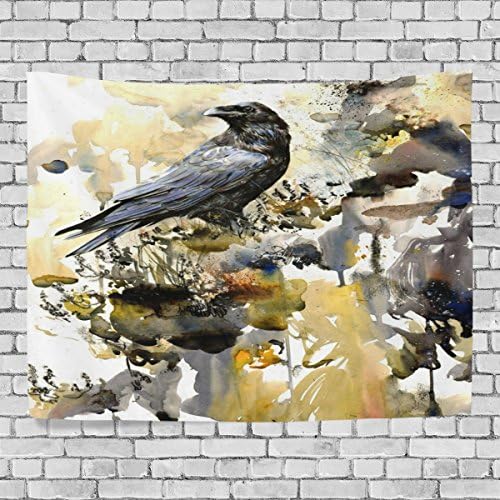 TJDY Raven Canvas Modern Art DIY Style Crosswise Wall Carpet Tapestry 90x60(in)