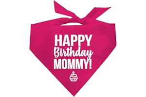 TEES & TAILS Happy Birthday Mommy! Dog Bandanda(169 Hot Pink, XS)