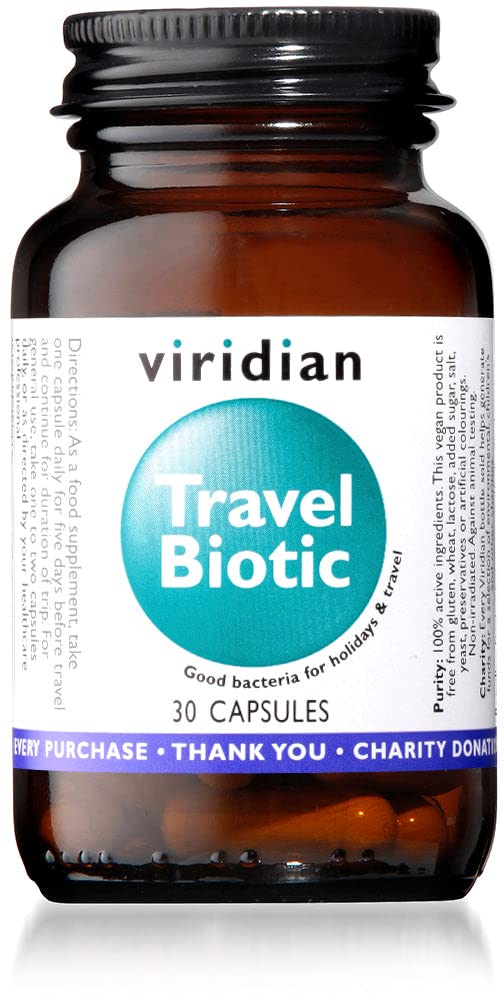 Viridian - Travel Biotic, 30 Caps | Digestive Health Support for Work & Holiday Travel | Contains Friendly Yeast, Saccharomyces Boulardii with Ginger | Nutritionist Formulated