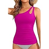 Tankini Tops for Women Swimwear - One Shoulder Swim Top Only Tummy Control Bathing Suit Top No Bottom 2025