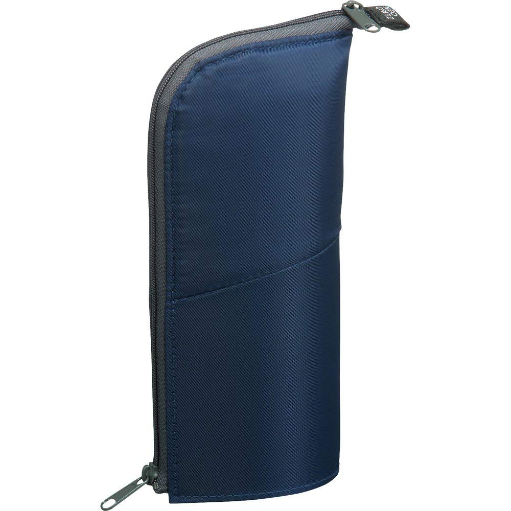 KOKUYO Pencil Case Pouch, Neo Critz Standing Pen Pouch Bag, Foldable Stand up Pencil Holder Organizer, Small Portable Pencil Box for School Office Supplies, Navy x Blue, Regular Size (F-VBF180-2) — image 1