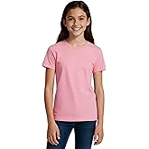 Miccina Girls Short Sleeve T Shirts Kids Summer Tops Cotton Crewneck Basic Tees 3-14 Years