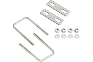 Aoje-Link Square U-Bolts 1.77 inch(45mm) Inner Width M6 Thread 304 Stainless Steel Silver with Plates Nuts Flat Washers for CarRVTrailer Bumper, 2Pcs, M6x45x85mm