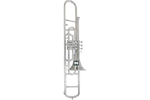 Valve Trombone, BB Pitch, Premium Brass Quality with Carry Case & Mouthpiece, Gloves (Silver)