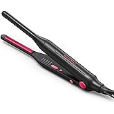 Wavytalk Small Flat Iron for Short Hair/Pixie Cut/Bangs/Edges, 3/10" Pencil Flat Iron, Mini Hair Straightener with Anti-Pinch Design, Dual Voltage, Hot Pink