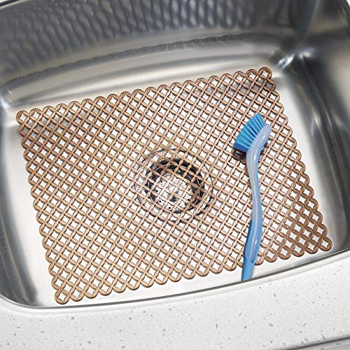 mDesign Kitchen Sink Dish Drying Mat/Grid Soft Plastic Sink Protector