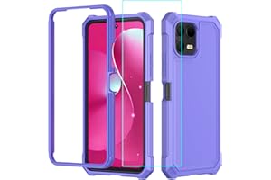 Lozeguyc for T-Mobile Revvl 8 Pro 5G Case with Screen Protector,Full Body Protection Front PC Back Soft Silicone Bumper,Heavy Duty Protection Shockproof Phone Case for T-Mobile Revvl 8 Pro Purple
