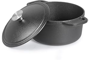 COMMERCIAL CHEF 3.4 Quart Cast Iron Dutch Oven with Dome Lid and Handles