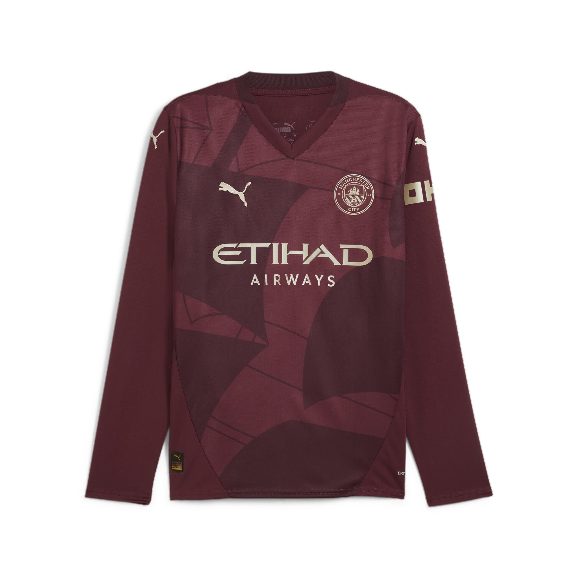 PUMA Manchester City Third Shirt Long Sleeve 2024/25 Season - Replica - Men - Burgundy - Size: M