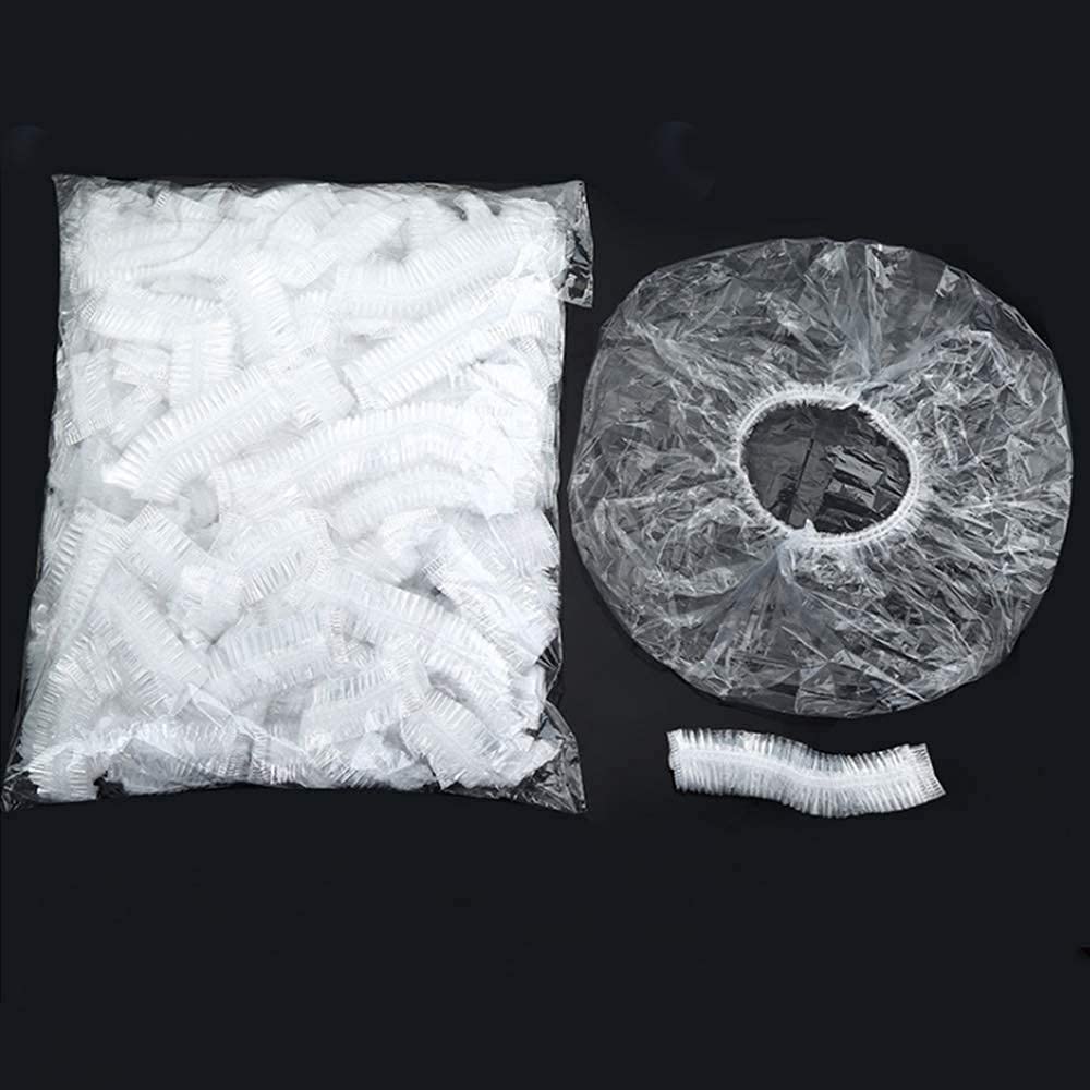 NA 100 PCS Disposable Hair Bath Shower Caps Larger and Thicker Waterproof Plastic Women Shower Caps for Spa Travel Home Use Hotel and Hair Salon 100 Unidad (Paquete de 1) Black/White WK-A10