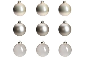 AOMOONOA Champagne Glass Christmas Ball Ornaments, 3.15” Christmas Hanging Ornament for Tree Set of 9 Christmas Baubles for Holiday Party Tree Decorations Gift