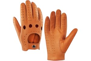 Harssidanzar Mens Lambskin Leather Driving Gloves GM026