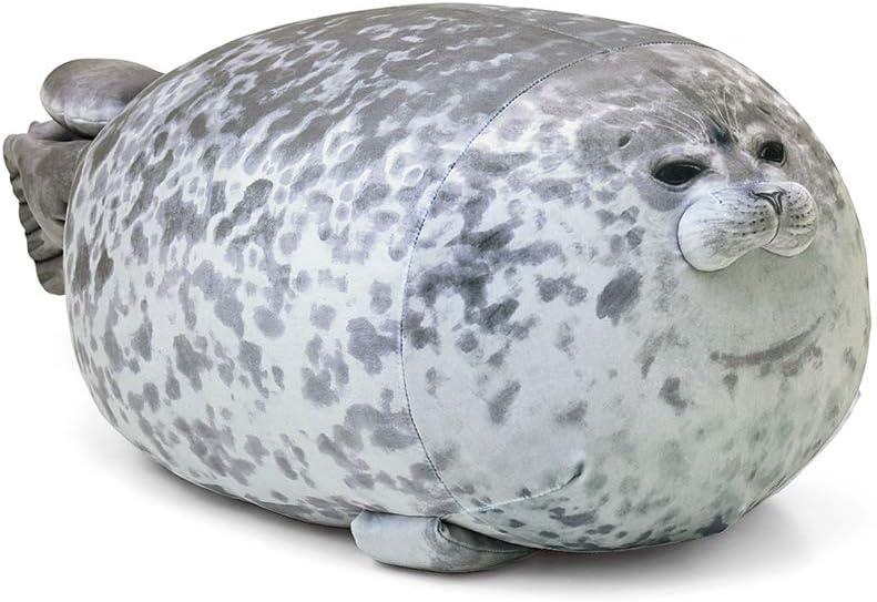 Cute Chubby Seal Pillow Soft Round Blob Seal Pillow Stuffed Cotton Animal Plush Toy Hug Plush Pillow Grey M