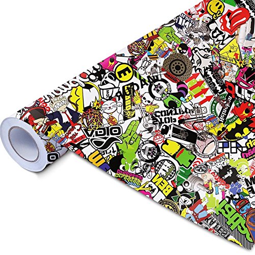 title=Pellicola adesiva per auto Stickerbomb varie misure e decorazioni Lucida o