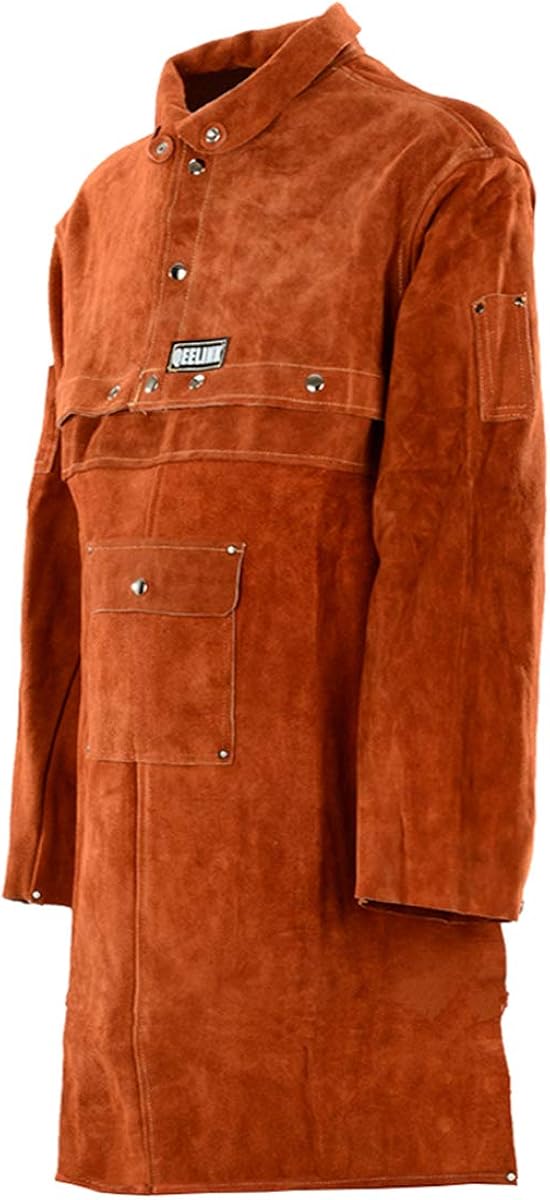 QeeLink Leather Welding Work Apron with Sleeve Heavy Duty