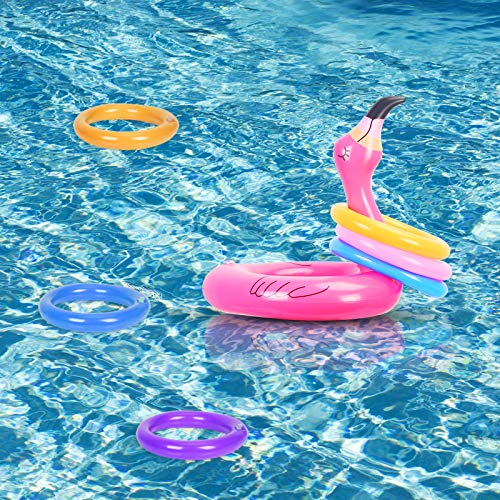 KATOOM Inflatable Flamingo Ring Toss Game 2 Pcs Inflatable Flamingo Hat Pool Toys Party Decoration w - //coolthings.us