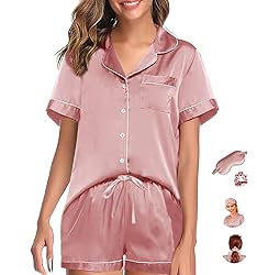 WJing Yi Jia Womens Pajama Sets XS-4XL Silk Satin