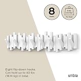 Umbra Sticks Wall-Mounted Coat Rack Rail with 8 Retractable Pegs White view 5