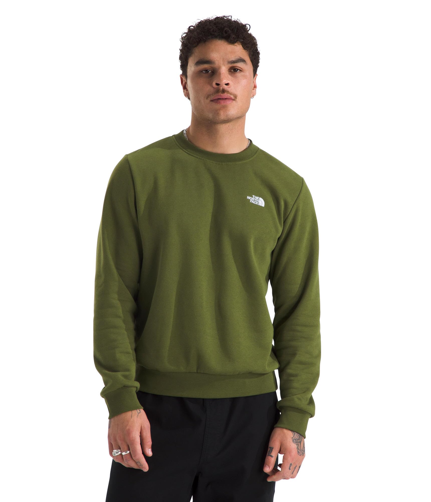 The North Face Men’s Evolution Simple Dome Crew – Ribbed Collar & Hem, Classic Logo, Woodland Green, Medium