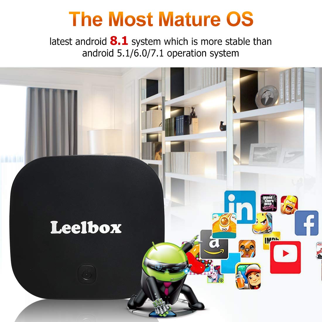 [2018 Edition] Leelbox Q2 pro Android 7.1 TV Box 2GB+16GB Dual-WIFI 2.4GHz/5GHz with BT 4.0 Supporting 4K (60Hz) Full HD Smart TV Box