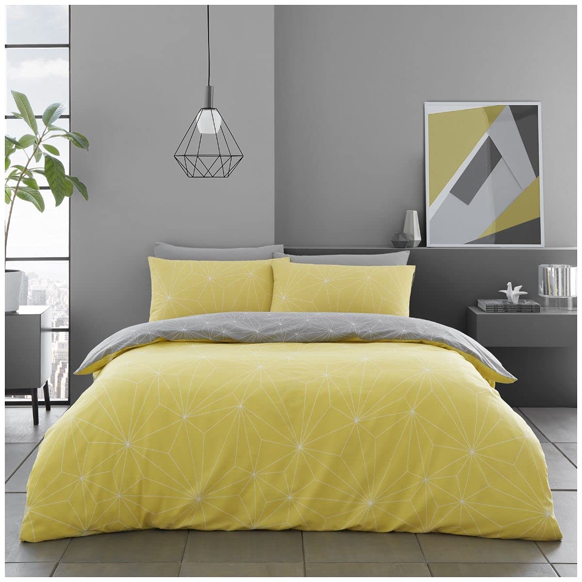 GC GAVENO CAVAILIA Reversible Printed Duvet Cover, Easy Care Quilt Set, Soft Cosy Bedding, Polycotton, REX-Ochre, Double