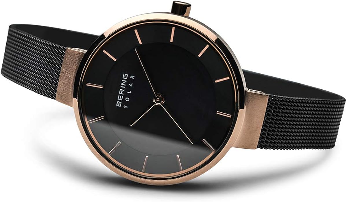 BERING Women Analog Solar Collection Watch with stainless steel Strap and Sapphire Crystal 14631-166, Black, 31 - Image 5