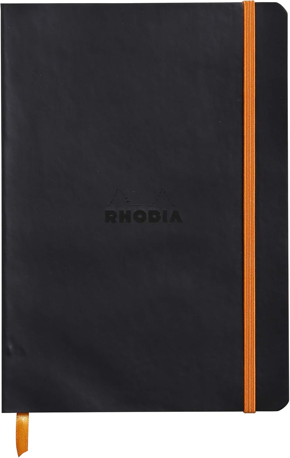 RHODIA 117402C, Black Flexible Notebook, A5, Lined, 160 pages, Clairefontaine Ivory Paper 90 g/m, Bookmark, Elastic Closure
