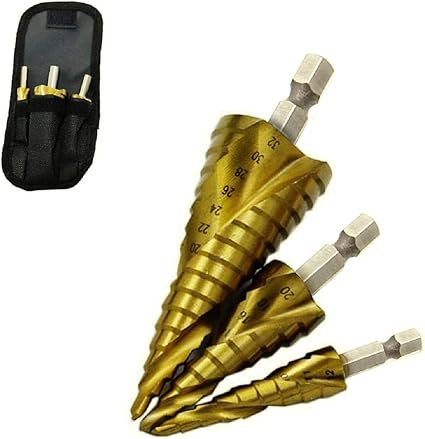 Amazon Co Jp ステップドリル スパイラル タケノコ ドリル 穴開け 木工 金工 旋盤 切れ味よく 3本セット スパイラルステップドリル Diy 工具 ガーデン