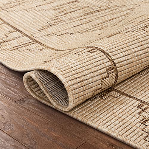Well Woven Sturl Beige Indoor/Outdoor Flat Weave Pile Nordic Diamond