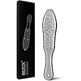BEZOX Professional Foot File Callus Remover, Double Sided Pedicure Rasp for Cracked Heel and Dead Foot Skin - Heavy Duty Surgical Grade Stainless Steel - W/Cloth Storage Bag & Gift Box