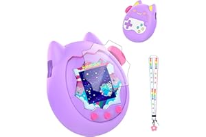 for Tamagotchi Paradise Soft Silicone Case and TPU Clear Screen Protector flim, 360-degree Full Protective with Flower Series