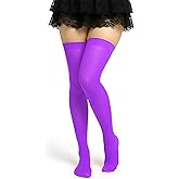 Syhood Mardi Gras Silk Thigh High Stockings, Nylon Stocking Sheer Thigh High Stockings for Halloween Cosplay