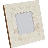 Creative Co-Op White Scalloped Bone &amp; Wood Photo Frame (Holds 4" x 6" Photo)