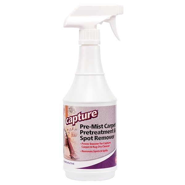 CAPTURE PRE-MIST SOIL RELEASE FOR CARPET DRY CLEANER – CARPET CLEANING PRE SPRAY – LOOSEN JUICE, COFFEE & WINE SPILL AND TOUGH RUG STAINS ELIMINATOR – MULTI-PURPOSE CLEANING ESSENTIALS (24OZ)
