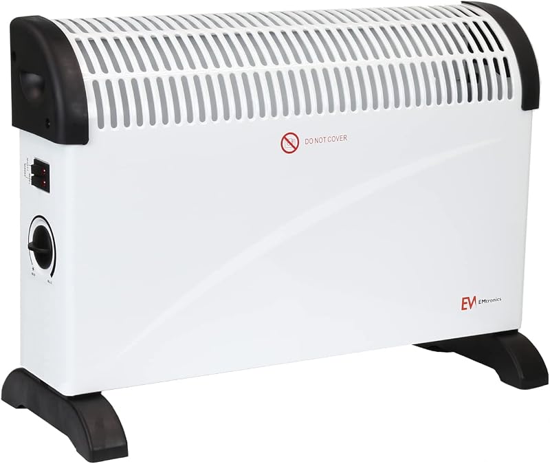 EMtronics 2000W Portable Convector Heater White with 3 Heat Settings